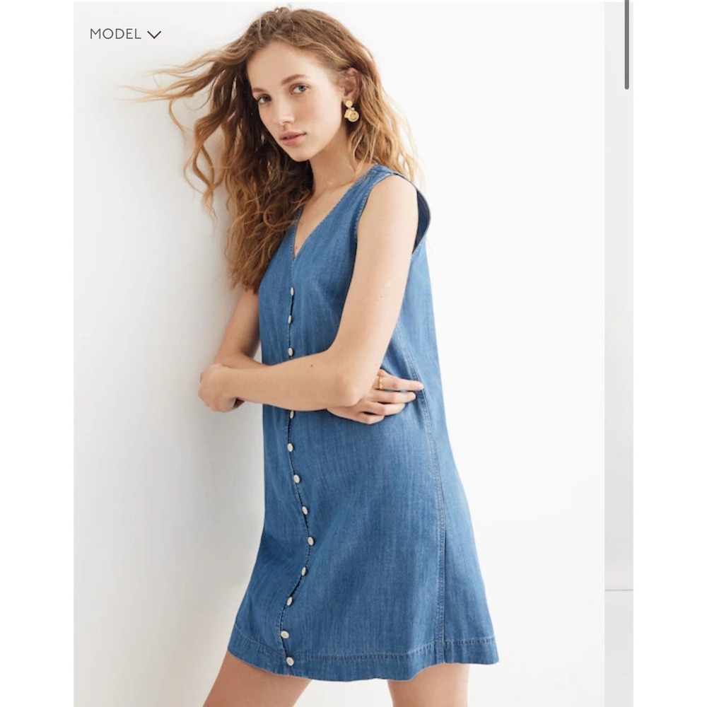 Madewell Denim Button-Front Sleeveless Easy Dress in Haslett‎ Wash Size S